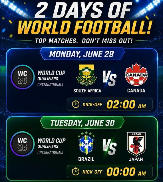 World Cup Qualifiers Live Screenings (2 Nights)