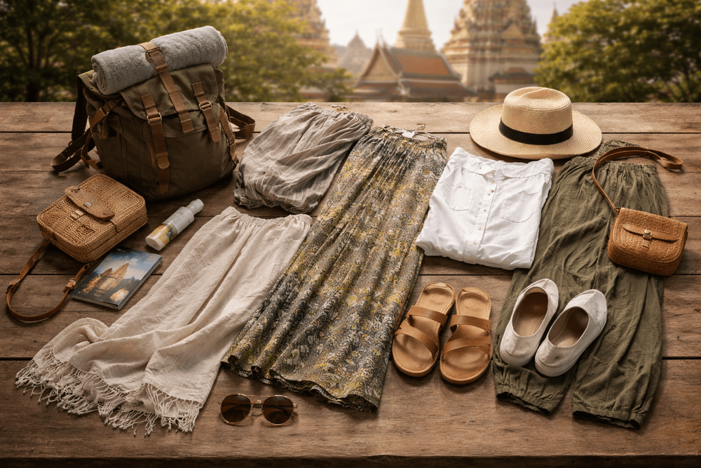 Backpacker Packing List for Thailand for Temple and Respectful Dress Days: Cover-Ups, Footwear, and Easy Layering