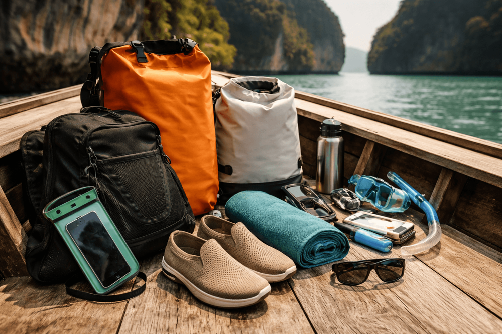 Backpacker Packing List for Thailand’s Island and Boat Days: Dry Bag Setup, Slip-On Shoes, and Water-Ready Carry