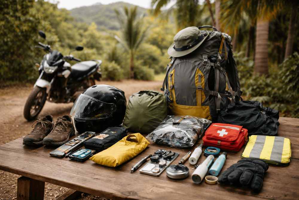 Backpacker Packing List for Thailand’s Motorbike Loop: Helmet Gear, Rain Protection, and Roadside Safety Items