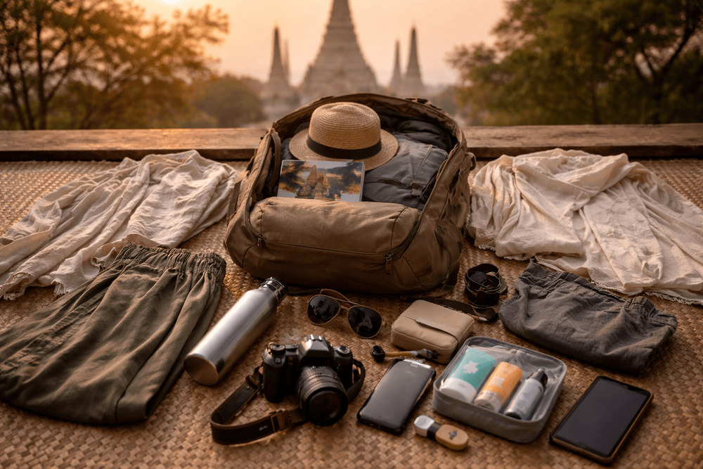 Backpacker Packing List for Thailand’s Sunrise Temple and Early-Morning Travel Days: Modest Clothes, Light Layers, and Fast-Access Essentials