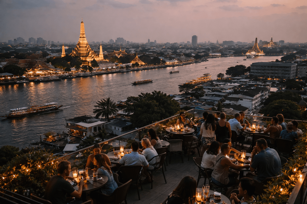 Bangkok Rooftop Bars Near Khao San Road for Views of the Chao Phraya River at Night