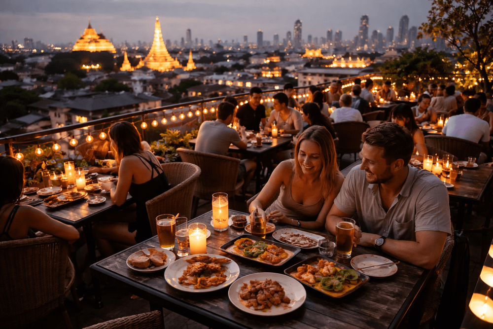 Bangkok Rooftop Bars with the Best Late-Night Snacks and After-Drink Food Near Khao San Road