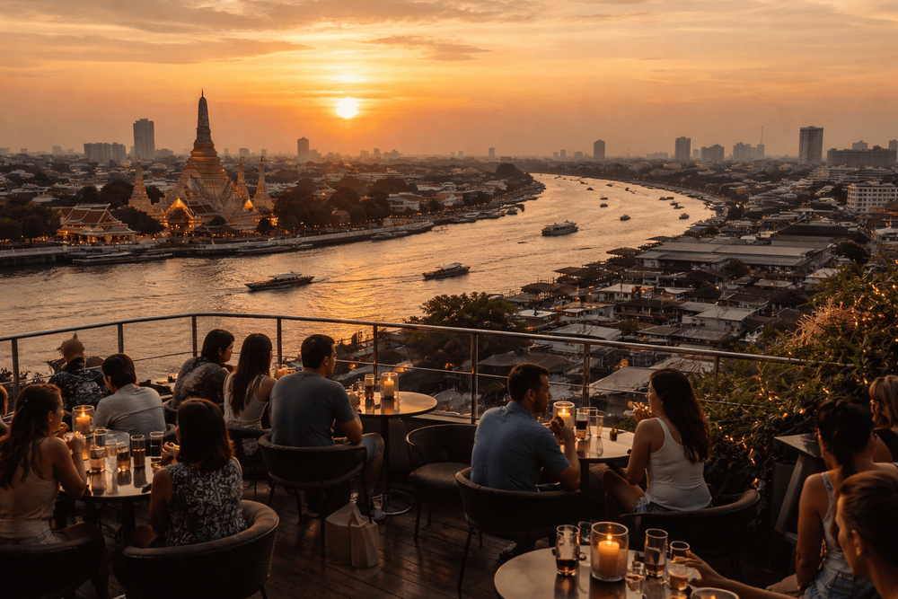 Bangkok Rooftop Bars with the Best Sunset Views of the Chao Phraya River from Khao San Road
