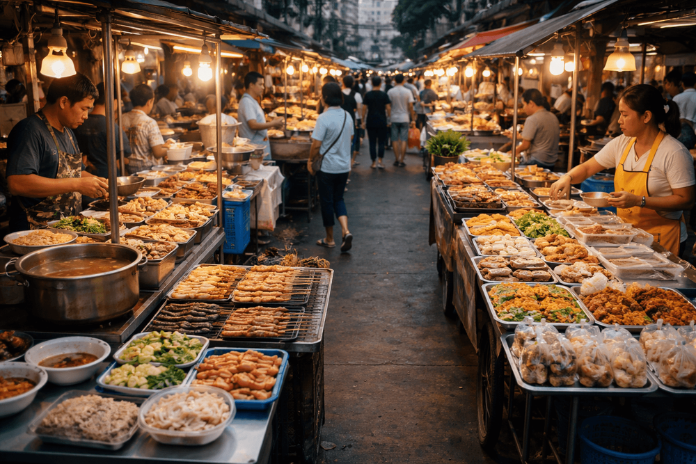 Bangkok Street Food by Food Stall Type: Cart Classics, Skewers, Soups, and Grab-and-Go Meals