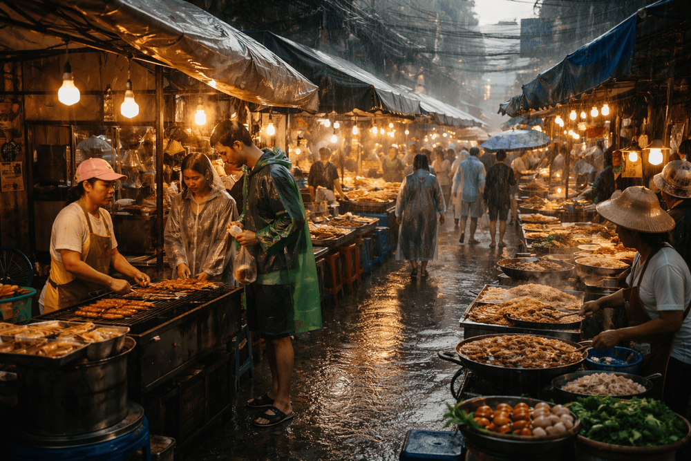 Bangkok Street Food on a Rainy Day: Covered Markets, Quick Eats, and Wet-Weather Tips Near Khao San Road