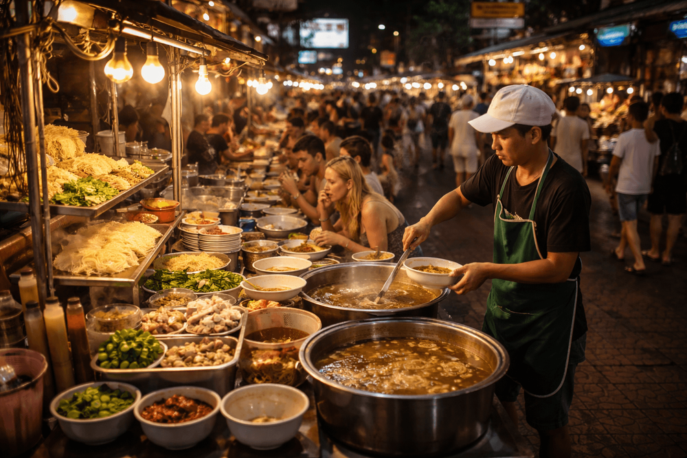 Bangkok Street Food Soups and Noodle Stalls Near Khao San Road: What to Try After Dark