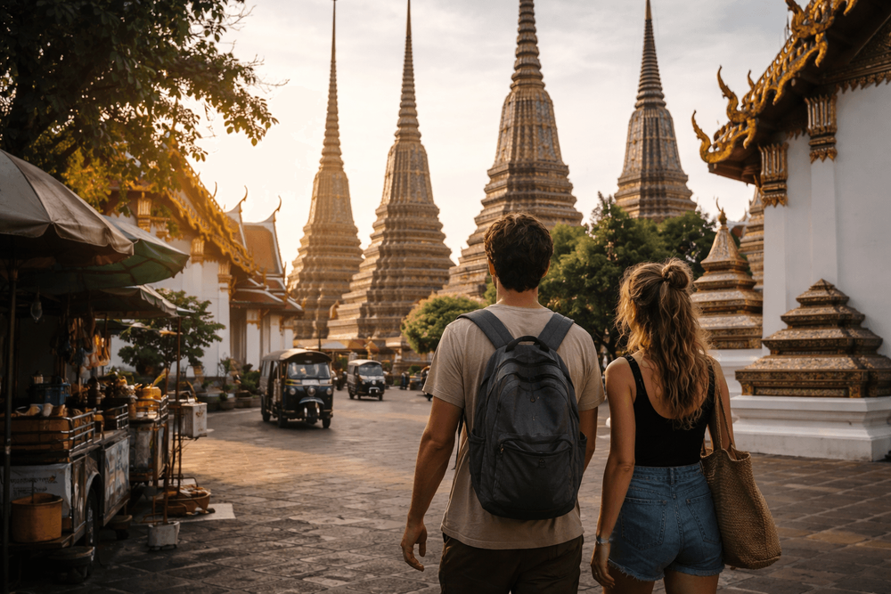 Bangkok Temple Run After a Late Khao San Night: Wat Pho, Grand Palace, and Golden Mount from Khao San Road