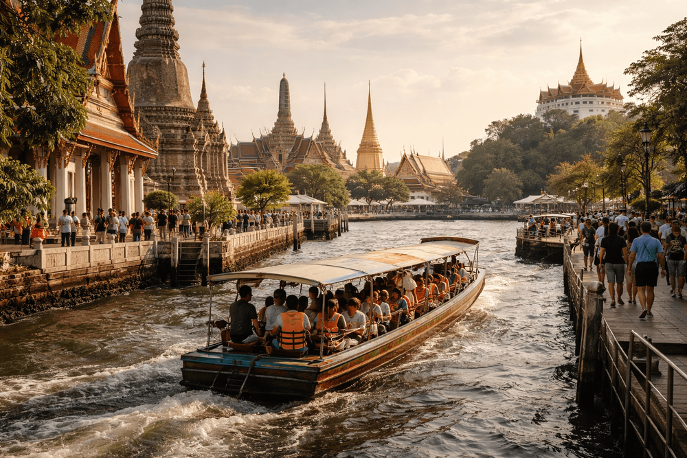 Bangkok Temple Run by Boat and Walk: A Khao San Road Route to Wat Pho, the Grand Palace, and Golden Mount