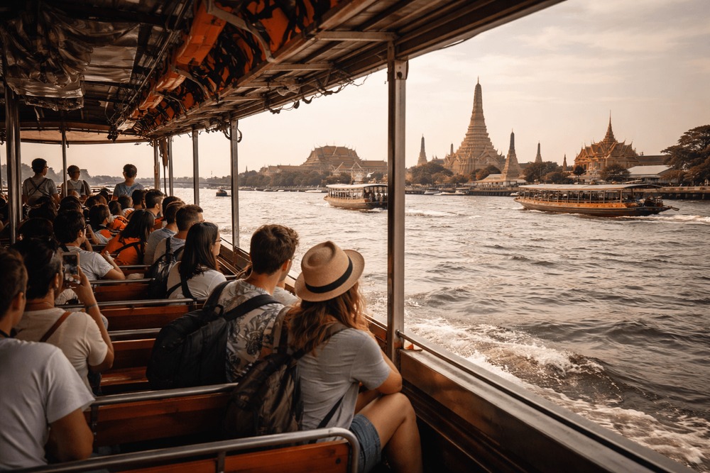Bangkok Temple Run by Boat and Walk: The Best Chao Phraya Ferry Route from Khao San Road to Wat Pho, Grand Palace, and Golden Mount