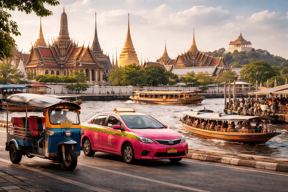 Bangkok Temple Run by Tuk-Tuk, Taxi, or River Boat: The Best Way to Reach Wat Pho, the Grand Palace, and Golden Mount from Khao San Road