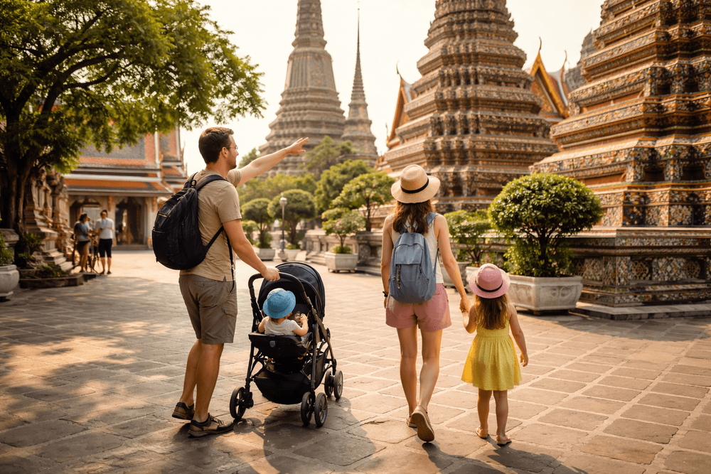 Bangkok Temple Run for Families: Kid-Friendly Timing, Breaks, and Stroller Reality at Wat Pho, Grand Palace, and Golden Mount