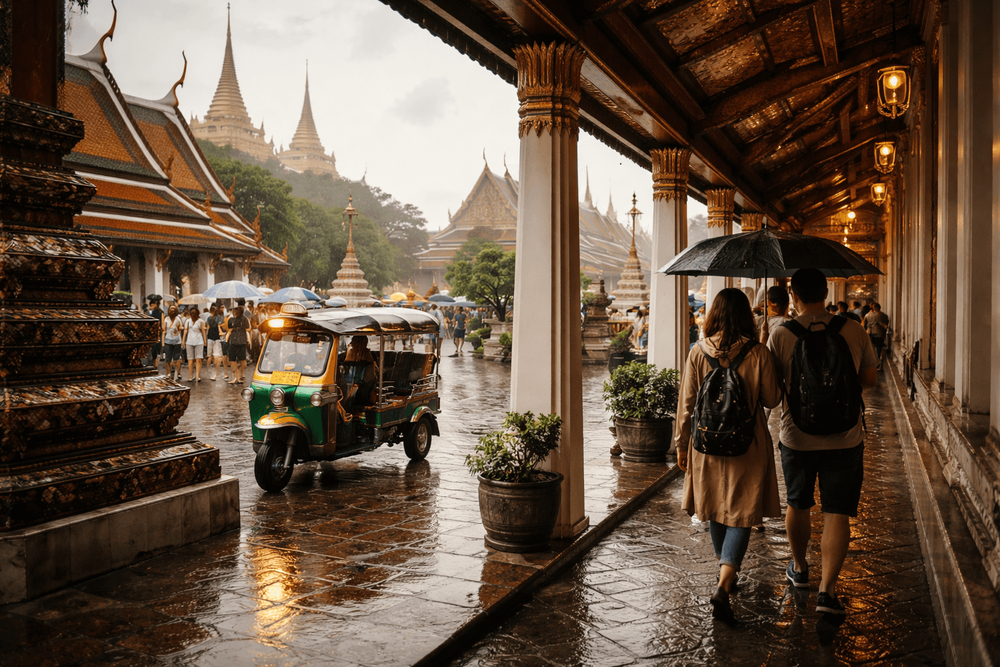 Bangkok Temple Run for Rainy Days: Covered Walks, Taxis, and Indoor Detours Near Wat Pho, the Grand Palace, and Golden Mount