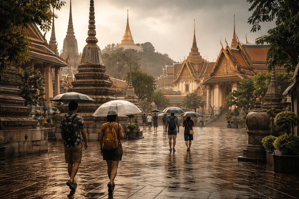 Bangkok Temple Run in the Rain: Wet-Weather Planning for Wat Pho, the Grand Palace, and Golden Mount