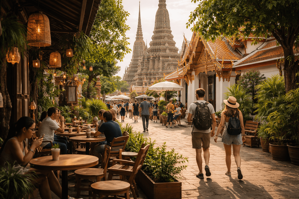 Bangkok Temple Run with Cafe and Rest Stops: A Low-Stress Old Town Route from Khao San Road