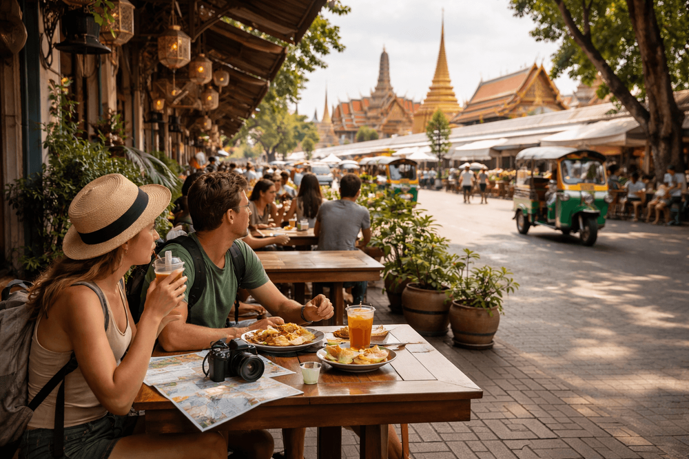 Bangkok Temple Run with Cafes and Lunch Stops: Where to Pause Between Wat Pho, the Grand Palace, and Golden Mount from Khao San Road