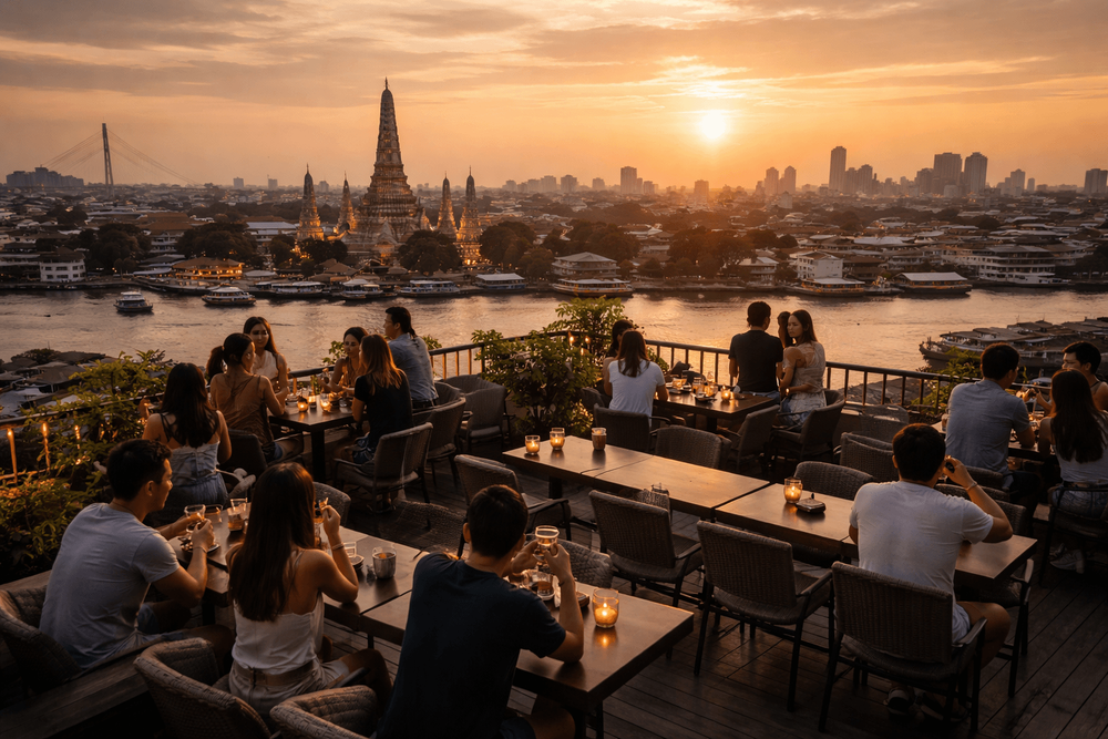 Best Bangkok Rooftop Bars for Sunset Views and Golden Hour Photos from Khao San Road
