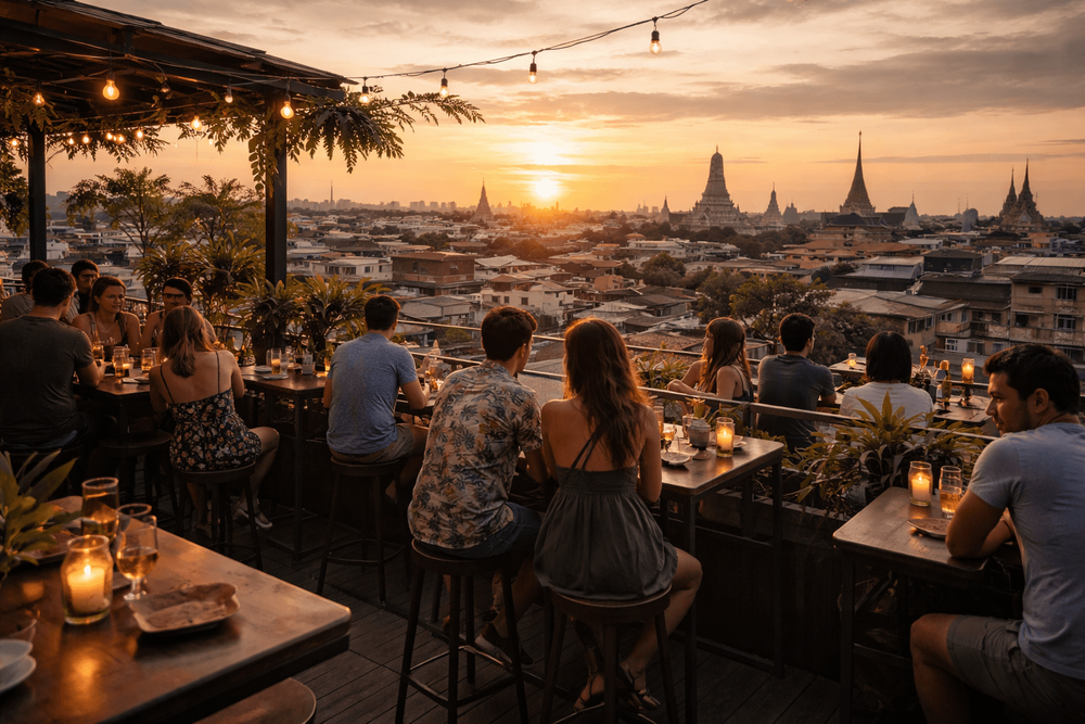 Best rooftop bars near Khao San Road — terraces, sunset drinks and views