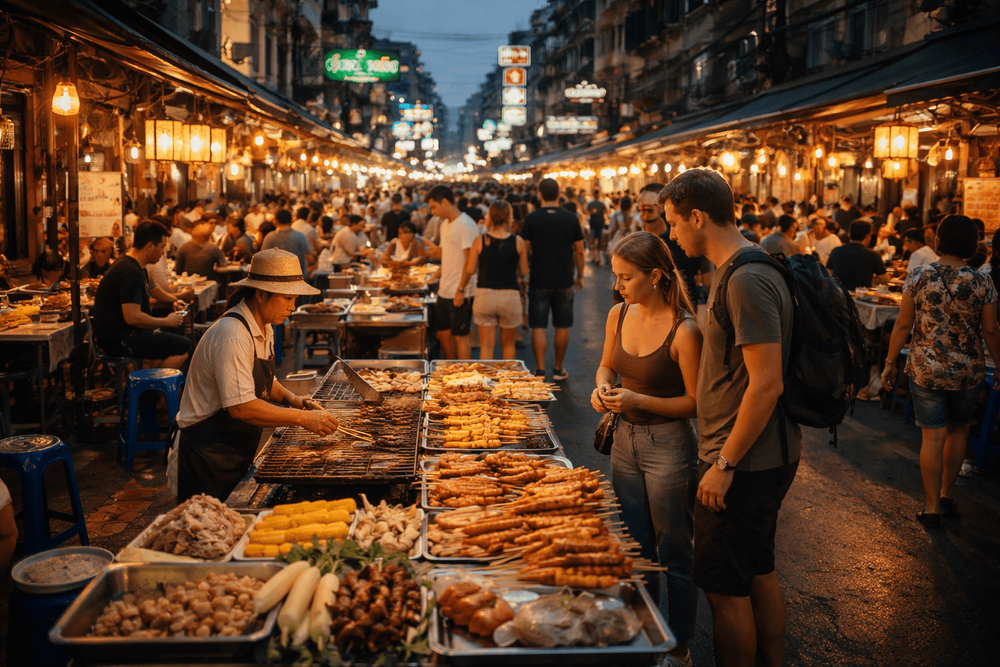 Best Street Food Streets Near Khao San Road: Where to Walk for Cheap Eats After Dark