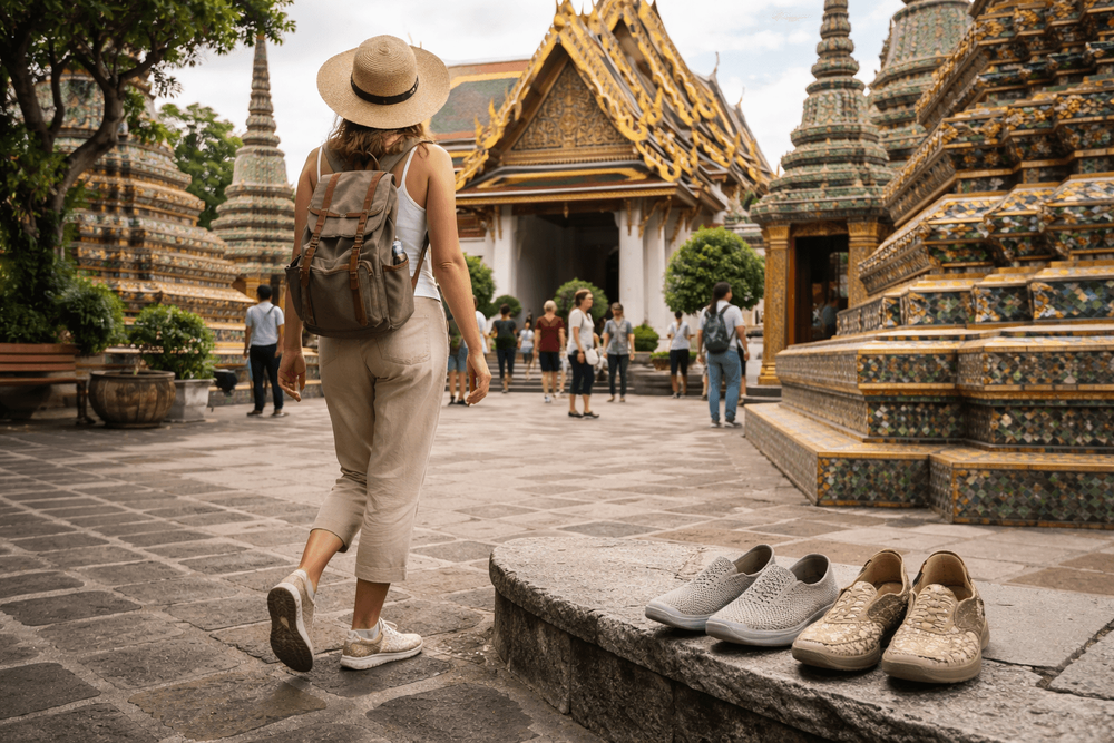 Best Temple Shoes and Comfort Hacks for Visiting Wat Pho, the Grand Palace, and Golden Mount from Khao San Road