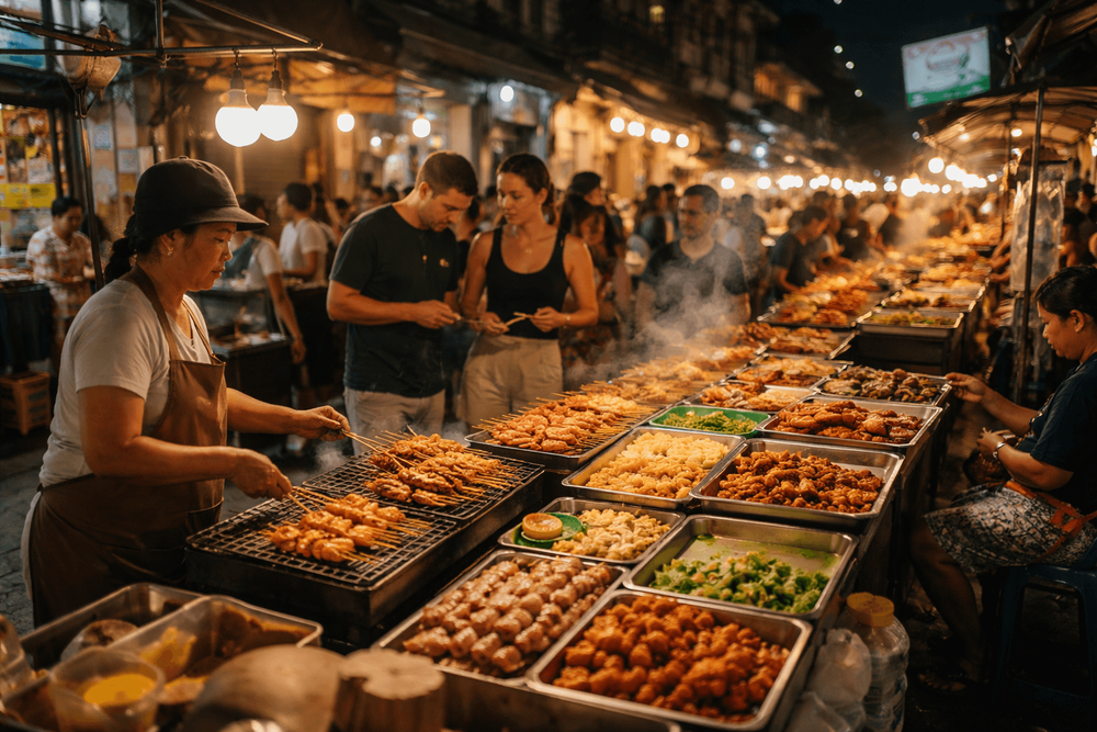 Budget Street Food on Bangkok Old Town Night Markets Near Khao San Road