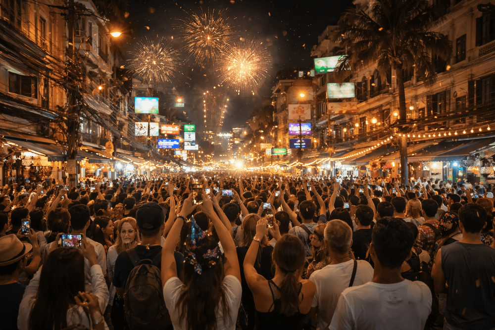 Celebrating New Year's Eve on Khao San Road