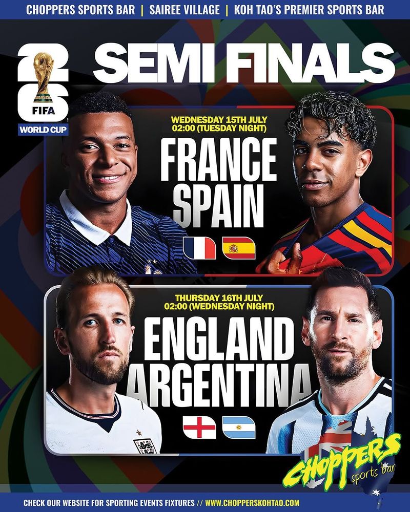 FIFA World Cup 2026 Semi-Finals Live at Choppers Sports Bar