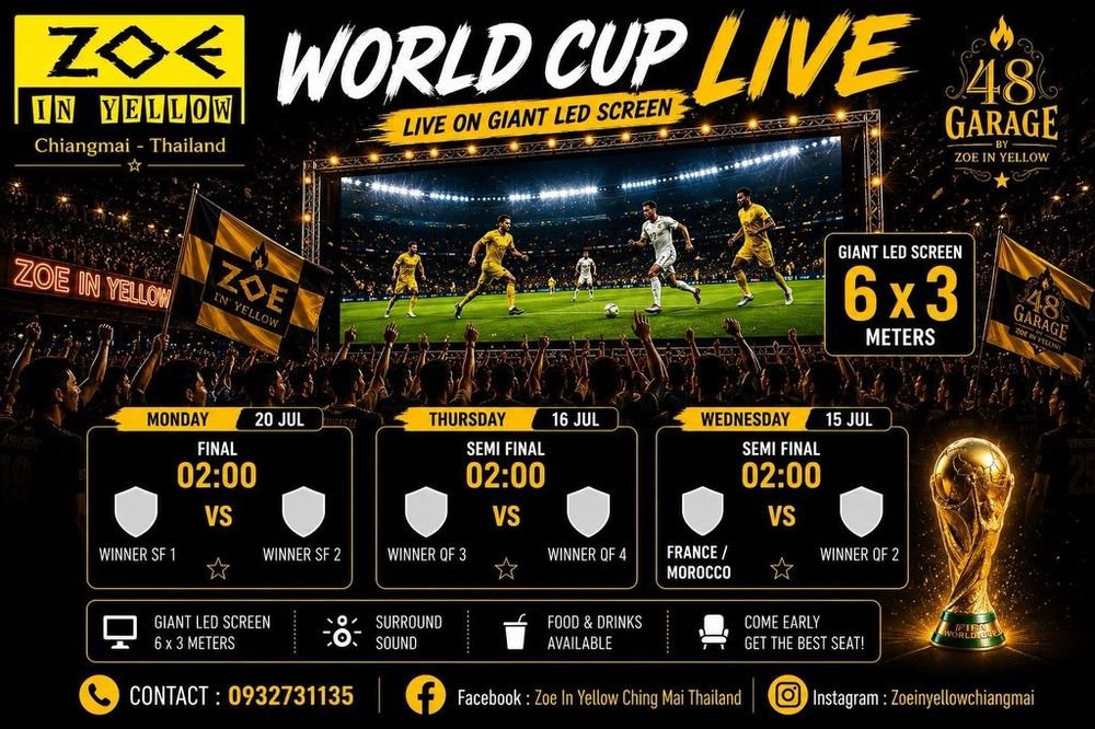 World Cup 2026 Live at Zoe in Yellow — Semi Final (Live Screening)