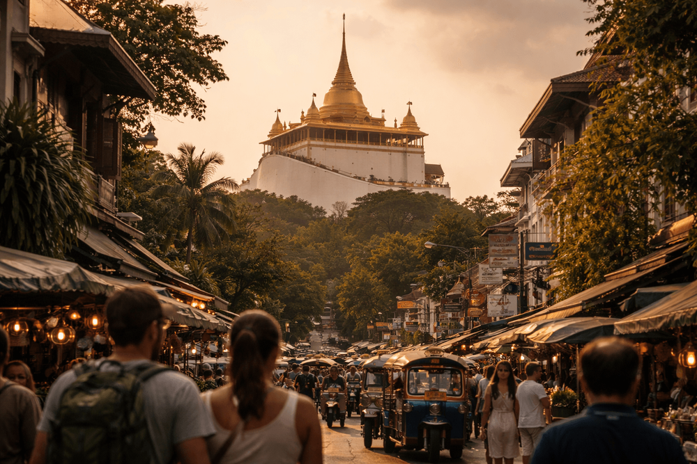 Golden Mount Temple Guide from Khao San Road: Views, Climb, and Sunset Timing
