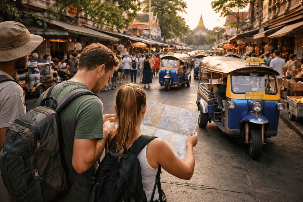 How to Get to Wat Pho, the Grand Palace, and Golden Mount from Khao San Road: Boat, Taxi, and Walk Routes Compared