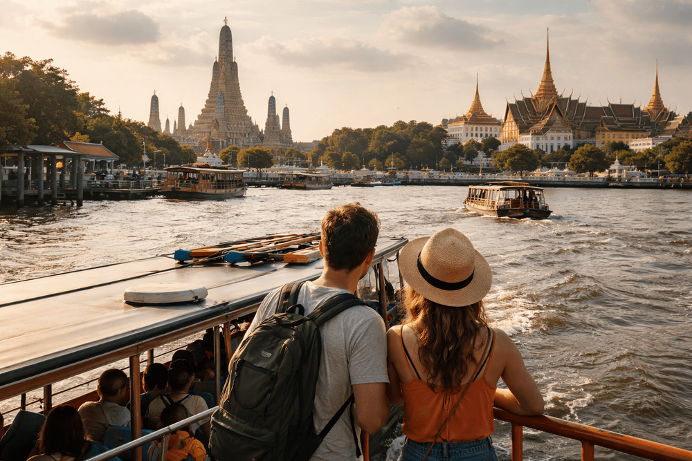 How to Visit Wat Pho, the Grand Palace, and Golden Mount from Khao San Road by Ferry, Boat, and Walk