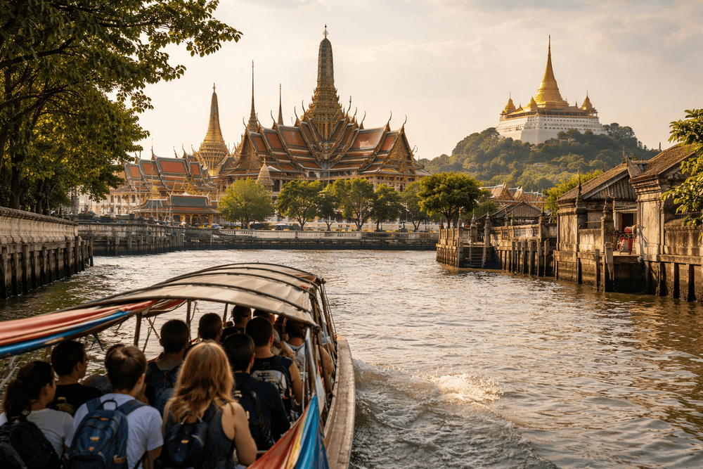 How to Visit Wat Pho, the Grand Palace, and Golden Mount from Khao San Road by Boat and On Foot