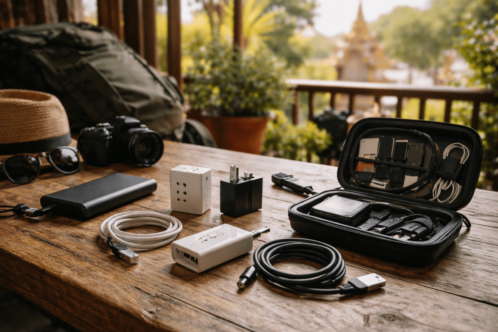 Thailand Backpacker Packing List for Electronics and Power: Adapters, Chargers, Backup Battery, and Tech Safety