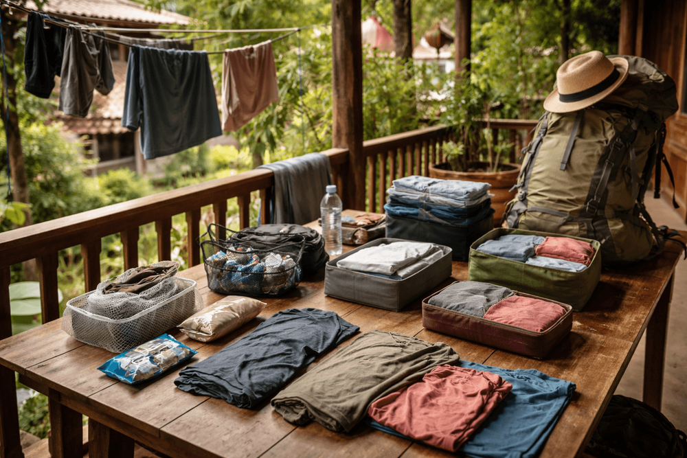 Thailand Backpacker Packing List for Laundry and Repacking on the Road: Quick-Dry Clothing, Pouches, and Organization