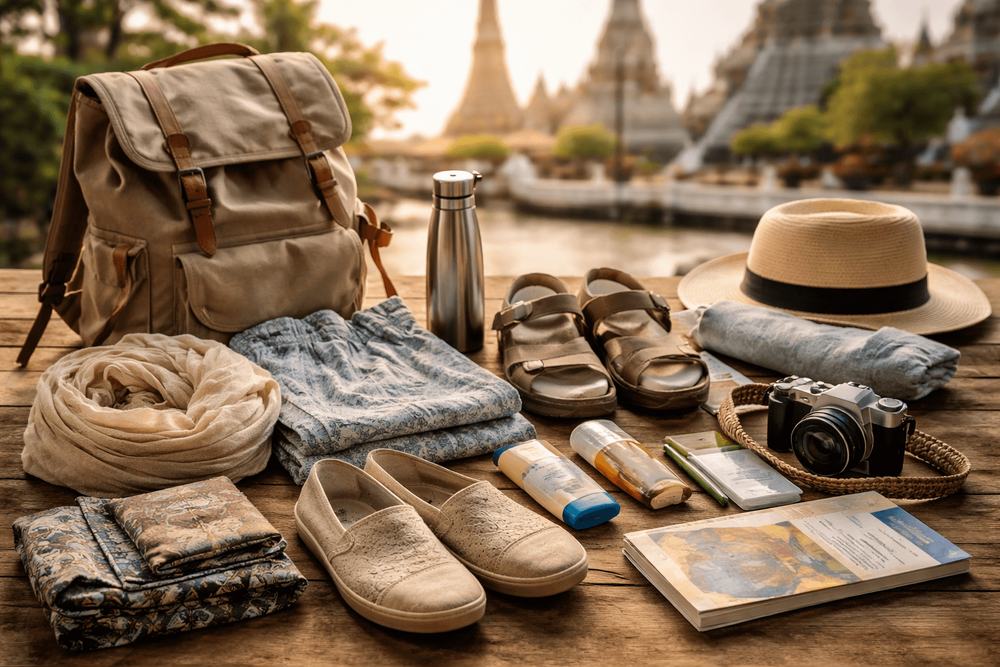 Thailand Packing List for Backpackers Visiting Buddhist Sites: Modest Clothing, Easy Shoes, and Temple-Ready Extras