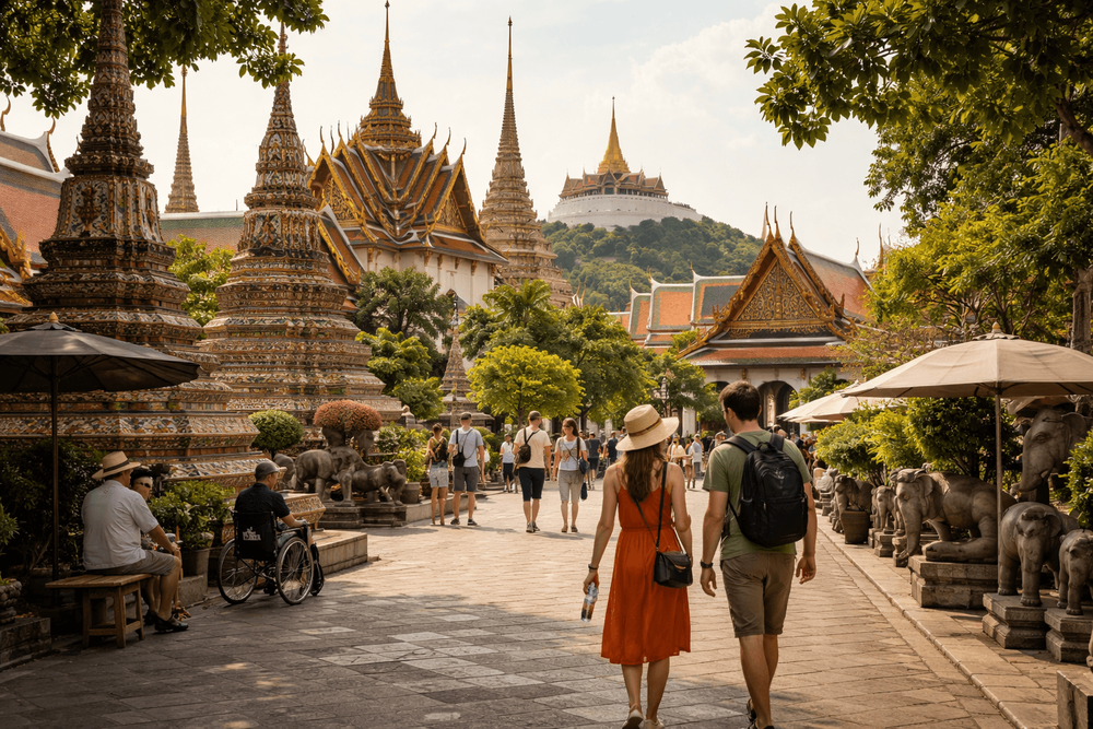 Wat Pho, Grand Palace, and Golden Mount Temple Run: Accessibility, Heat, and Rest Stop Tips from Khao San Road