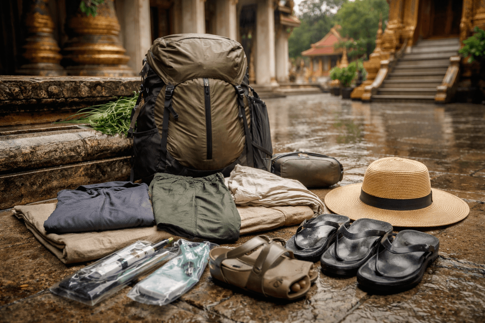 What to Pack for Thailand for Temple Visits in the Rainy Season: Quick-Dry Clothes, Footwear, and Mosque-Friendly Backup Plans