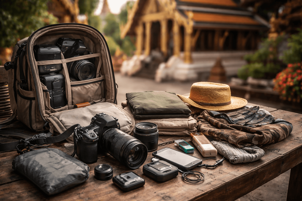 What to Pack for Thailand’s Temple and Festival Photography Trips: Camera Protection, Backup Power, and Modest Layers