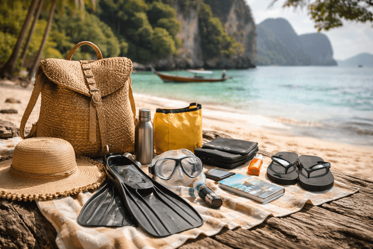 Backpacker Packing List for Thailand: Beach and Island Day Bag Essentials for Ferries, Snorkeling, and Sun