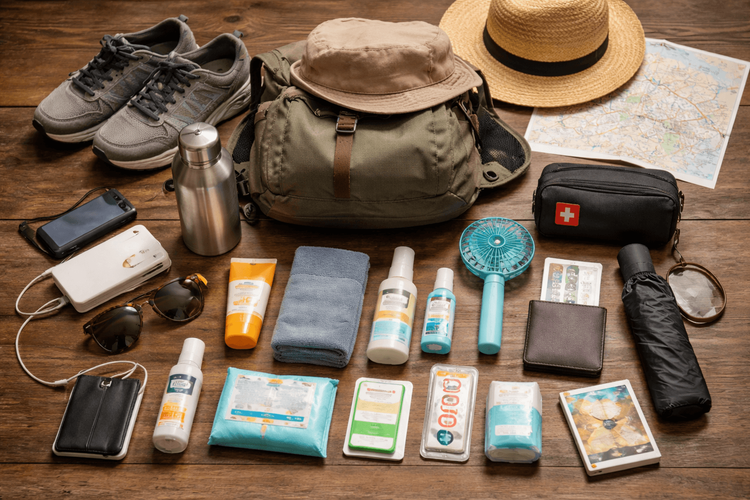 Backpacker Packing List for Thailand for City Walking in Bangkok: Heat Relief, Foot Care, and Day-Bag Basics