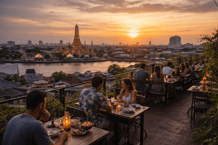 Bangkok Rooftop Bars Near Khao San Road for Sunset Dinner and a Full Meal