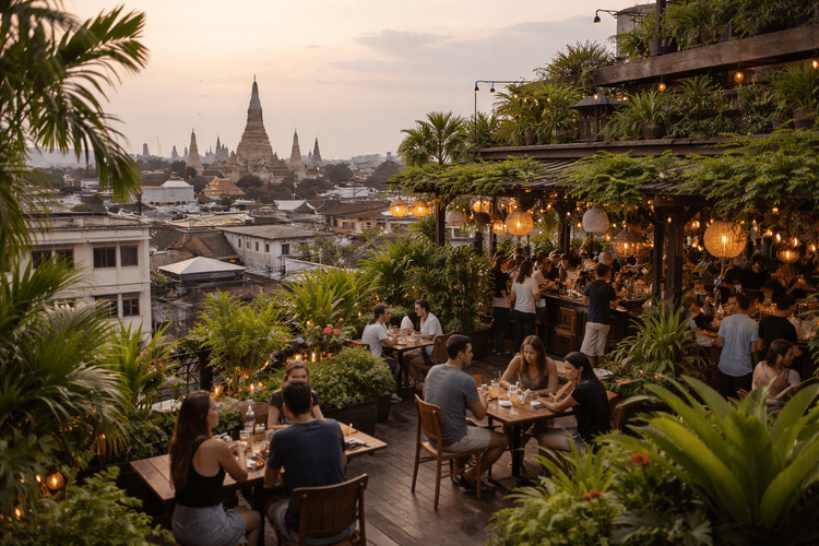 Bangkok Rooftop Bars with Rooftop Gardens and Green Spaces from Khao San Road
