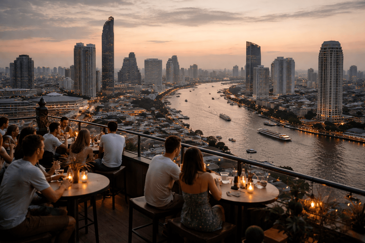 Bangkok Rooftop Bars with the Best Skyline Views Beyond the River from Khao San Road