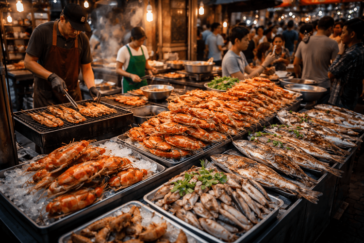 Bangkok Street Food for Seafood Lovers: Crab, Prawns, and Grilled Fish Around Old Town