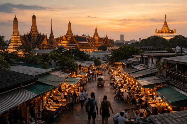 Bangkok Temple Run at Sunset: Wat Pho, Grand Palace, and Golden Mount from Khao San Road