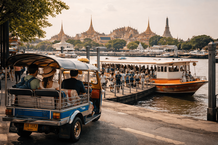Bangkok Temple Run by Tuk-Tuk and Ferry: The Fastest Mixed-Transport Route to Wat Pho, the Grand Palace, and Golden Mount from Khao San Road