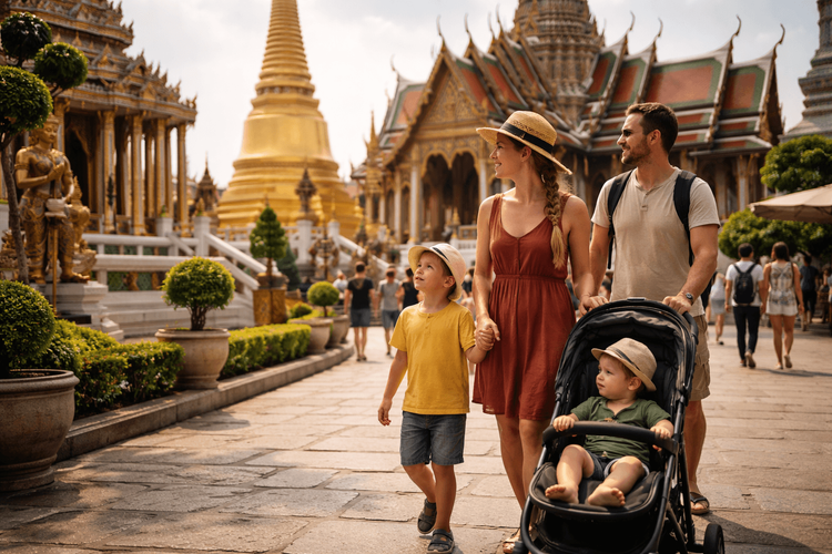 Bangkok Temple Run for Families: Stroller-Friendly Routes, Breaks, and Kid Pacing from Khao San Road