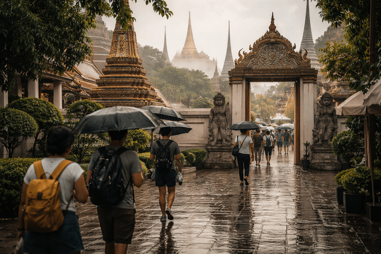 Bangkok Temple Run for Rainy Days: Wat Pho, Grand Palace, and Golden Mount Covered Route from Khao San Road