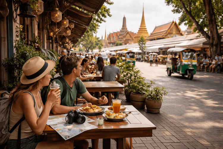 Bangkok Temple Run with Cafes and Lunch Stops: Where to Pause Between Wat Pho, the Grand Palace, and Golden Mount from Khao San Road