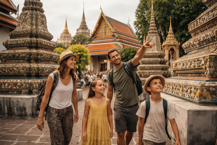 Bangkok Temple Run with Kids: Wat Pho, the Grand Palace, and Golden Mount from Khao San Road